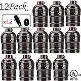 SooFoo E27 Medium Light Socket, Metal Shell Edison Retro Pendant Lamp Holder For Lamp Socket And Fixture Replacement, Industrial Vintage DIY Projects, 12-Pack