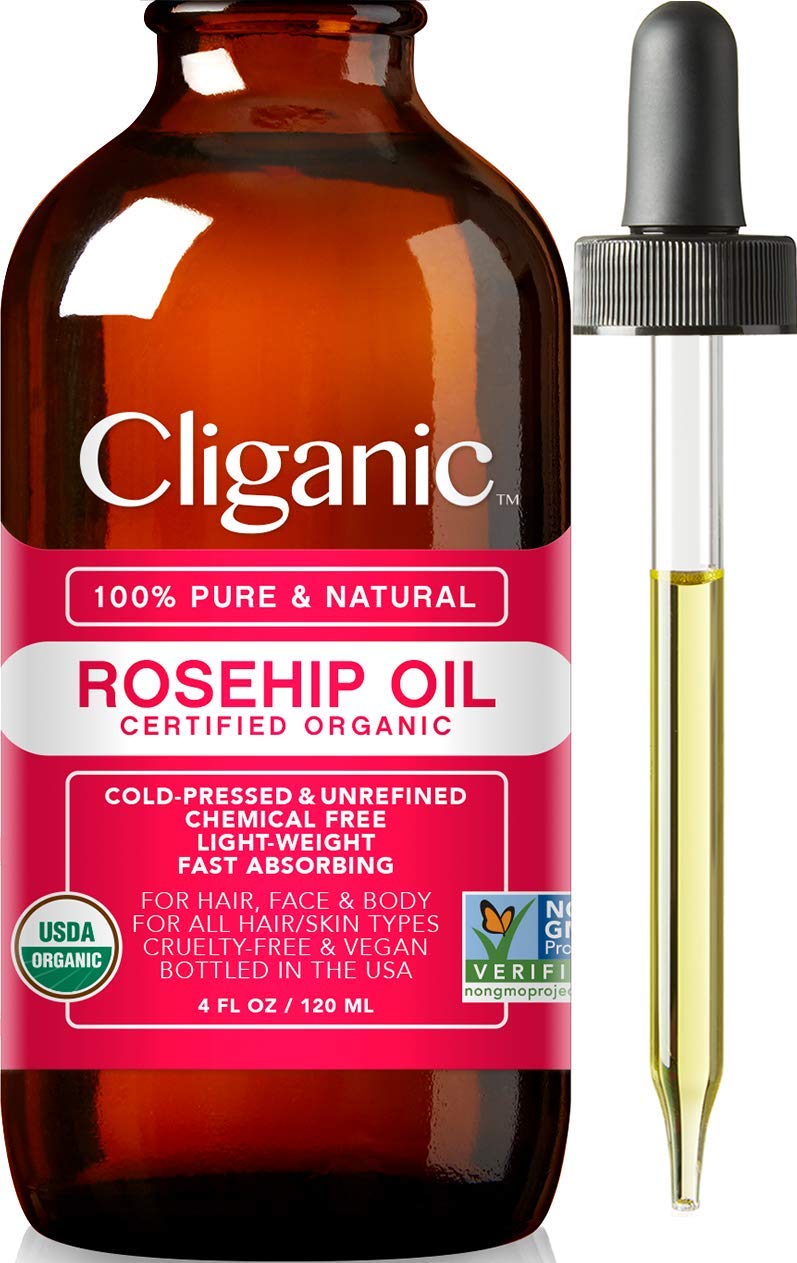 Cliganic USDA Organic Rosehip Seed Oil for Face, 100% Pure | Natural Cold Pressed Unrefined Non-GMO | Carrier Oil for Skin, Hair & Nails: Beauty