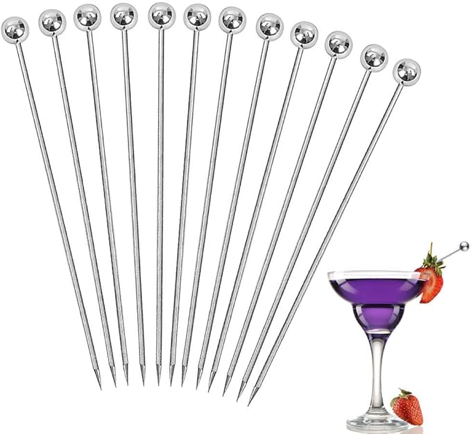 Cocktail Picks Martini Picks Reusable Stainless Steel Toothpicks Drink