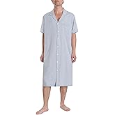 Latuza Men's Cotton Button Down Nightshirt with Pockets
