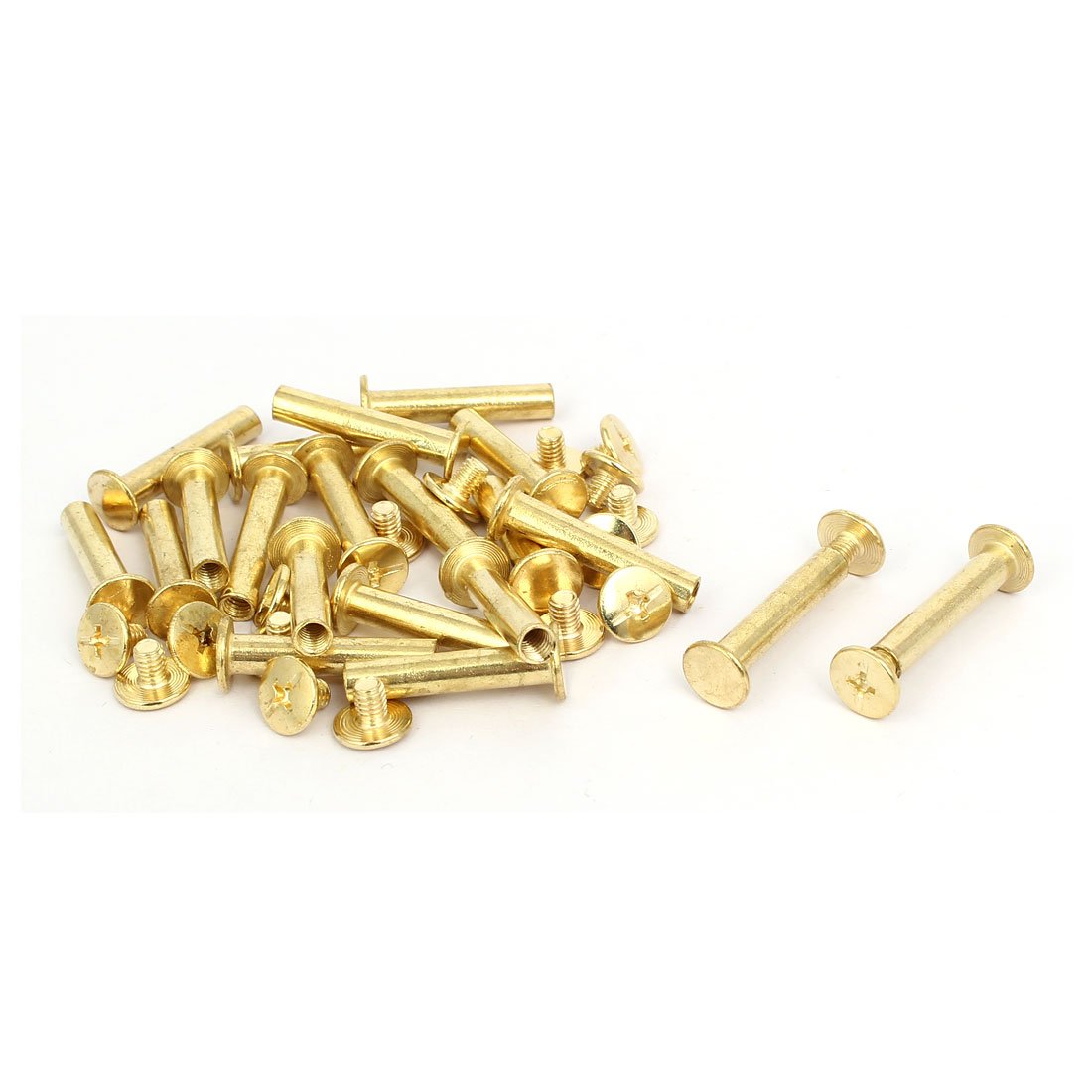 Sourcingmap Screw Post Female 5x25mm Belt Buckle Binding Bolts Leather Fastener Brass Tone 20 Sets