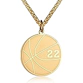 Susook Basketball Number Necklace for Boys Gold Stainless Steel Basketball Pendant Sport Jewelry Gifts for Men