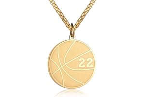 Susook Basketball Number Necklace for Boys Gold Stainless Steel Basketball Pendant Sport Jewelry Gifts for Men