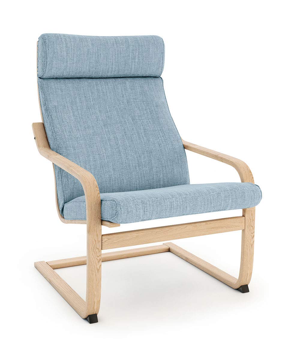 Vinylla Armchair Replacement Cover Made for Ikea Poang Chair (Cushion Design 3, Polyester - Light Cyan)