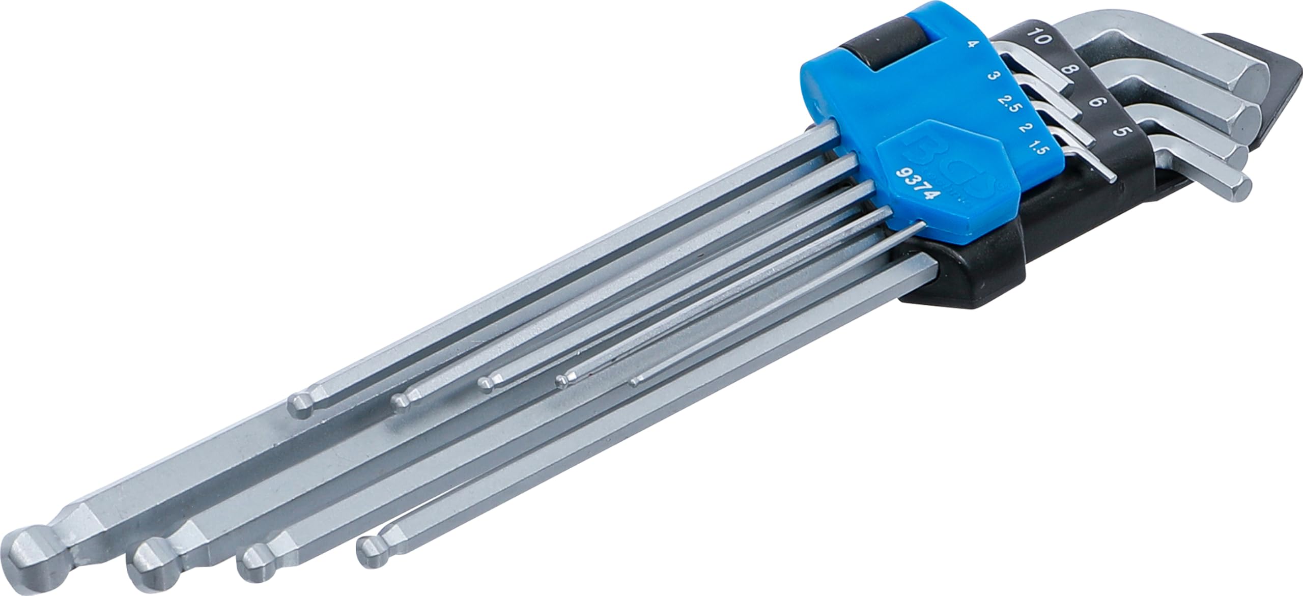 BGS 9374 | L-Type Wrench Set | extra long + extra short Ends | internal Hexagon / internal Hexagon with Ball Head 1.5 - 10 mm | 9 pcs.