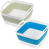 Suwimut 2 Pack Collapsible Wash Basin with Drain Plug Carry Handles, 9L Large Collapsible Sink Tub for Kitchen,Camping Dish W