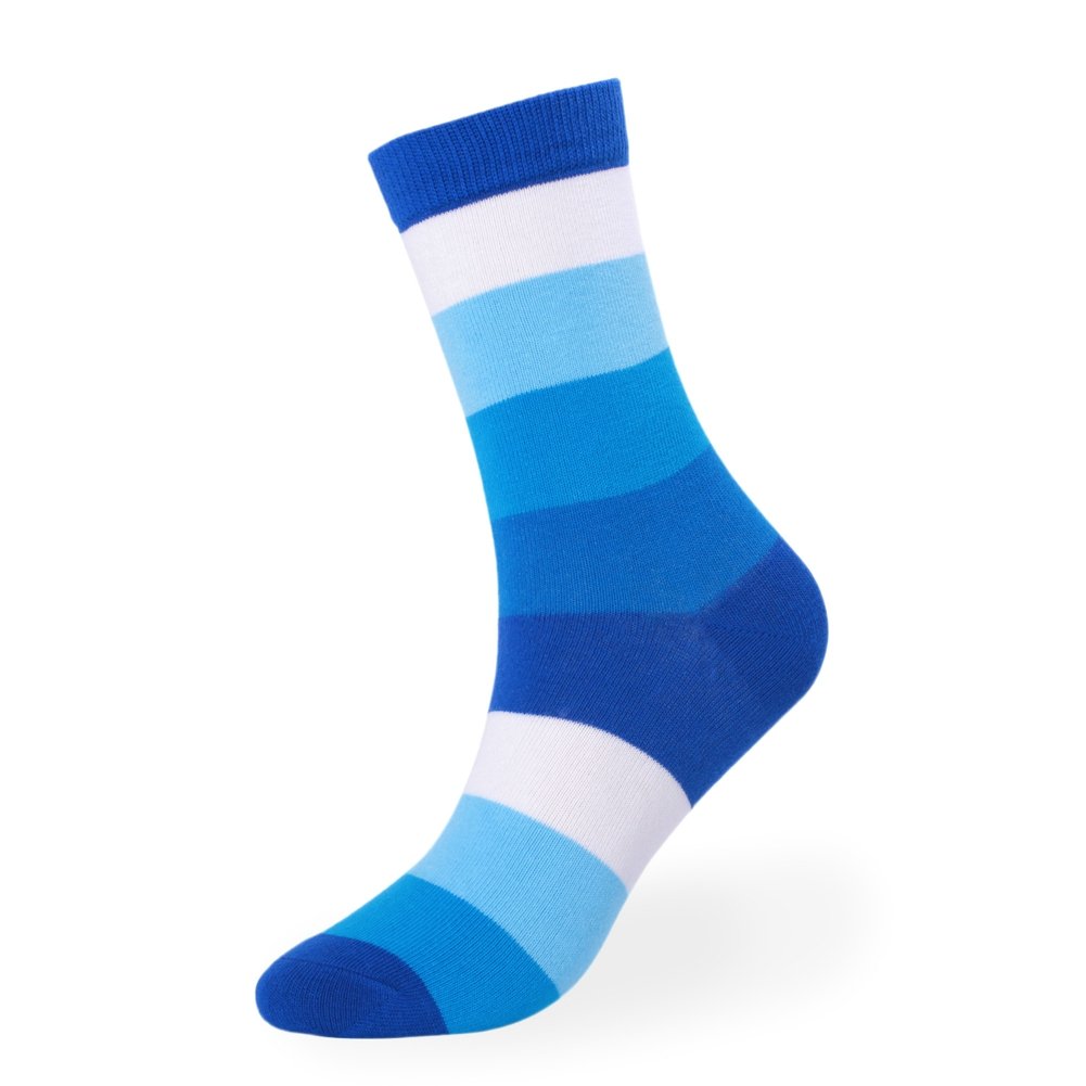 Photo 1 of ELFJOY 2 Pairs Men's Colorful Stripe Dress Sock Funny Fashion Cotton High Crew Socks (Blue)