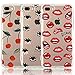 iPhone 8 Plus Case, iPhone 7 Plus Case, [3-Pack] CarterLily Eyes and Lips Design Pattern Soft Clear Flexible TPU Back Case for iPhone 7 Plus iPhone 8 Plus 5.5'' - Lips