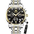 OLEVS Mens Watches Chronograph Business Dress Quartz Stainless Steel Waterproof Luminous Date Wrist Watch