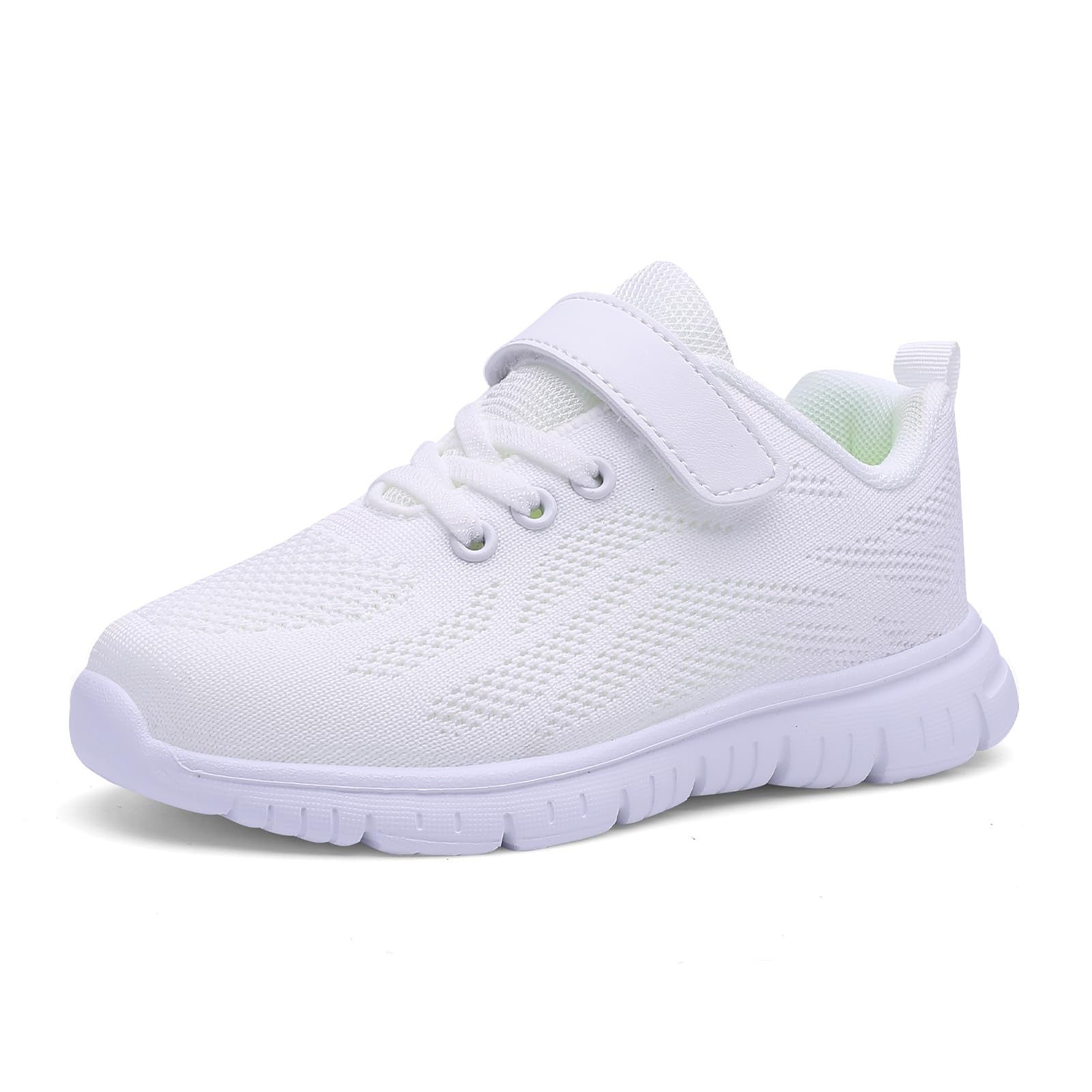 Qciplr Turnschuhe Jungen Mädchen Sportschuhe Laufschuhe Mesh Atmungsaktiv Hallenschuhe Tennisschuhe Leicht Outdoor Fitness Sneaker Weiß 35EU