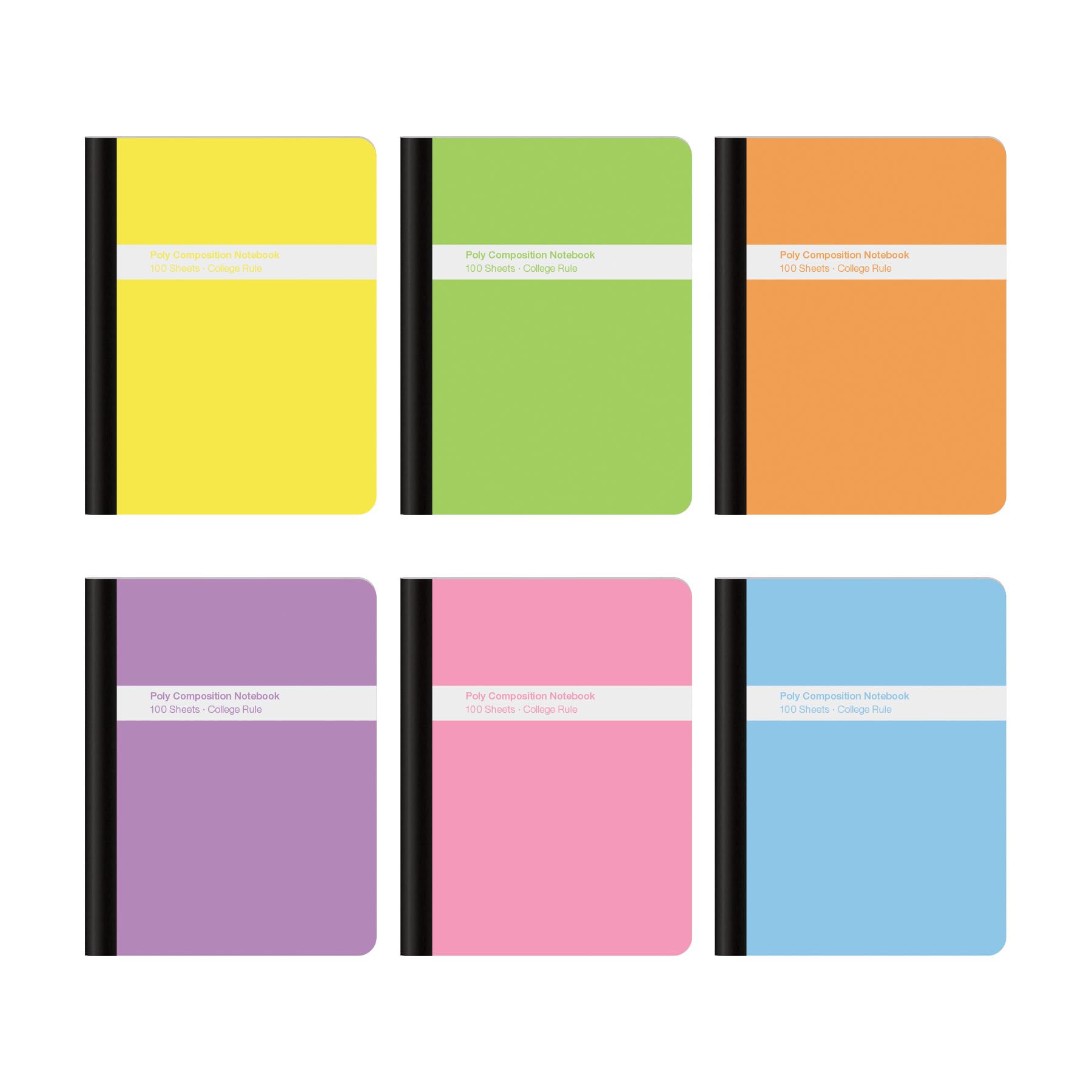 Photo 1 of Oxford Poly Composition Notebooks, 6 Pack, College Ruled Paper, 9-3/4 x 7-1/2 Inches, 100 Sheets, Assorted Pastel Covers (64957)
