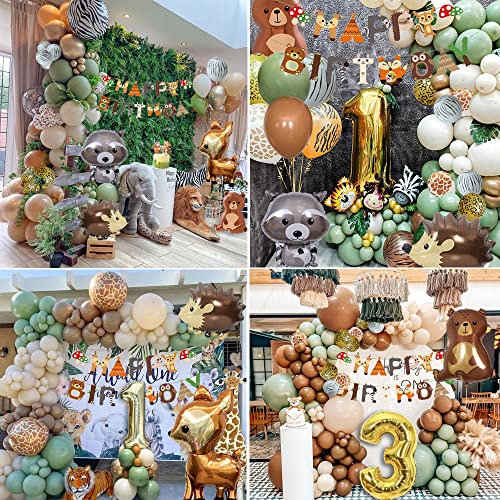 FUBABCO Birthday Decoration 1 Year Boy Girl Jungle Animal Balloons Jungle Party Kids First