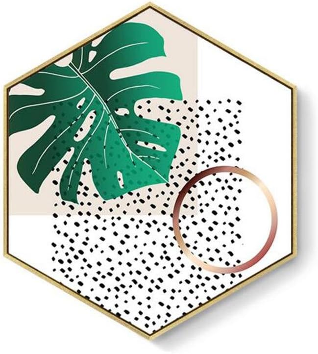 MINRAN DECOR Hexagon, Nordic, green plants Art Print Poster Canvas Painting Wall Pictures Home Decor - PS71222, 11, 35 * 40cm