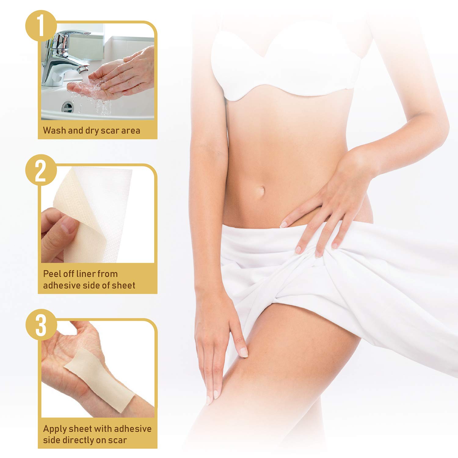 HANASCAR Professional Silicone Scar Removal Sheets, Treat Scars Caused by C-Section, Surgery, Burn, Injuries, Acne, and Stretch Marks, Works on Old & New Scars, 5.7"×1.57”, 4 Reusable Sheets : Beauty
