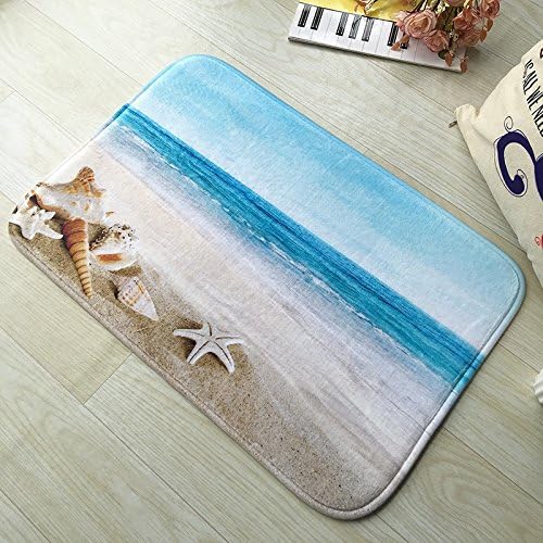 XINGUX Custom Beach Ocean Theme Sea Life Starfish Seashell Mats Floor Carpet Interior / Outdoor / Front Door / Bathroom Mat Rubber Non-slip Doormat (23.6 L x 15.7 W)