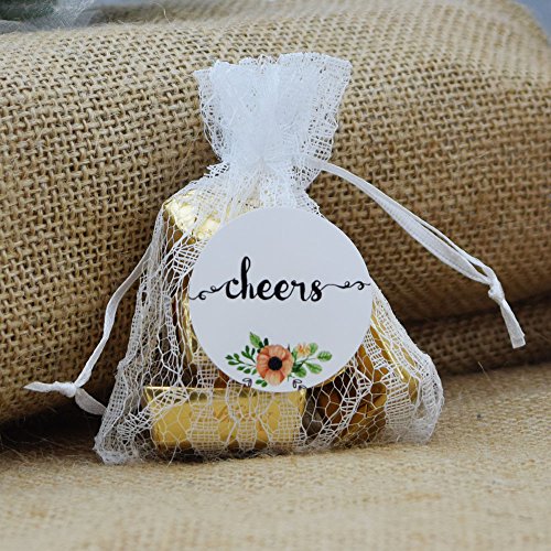Quasimoon Mini Luxury Lace Favor Gift Pouch / Goodie Bag w/ Satin Pull String - 3 x 4in (4-PACK) by PaperLanternStore