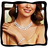 GORAIS Silver Bridal Jewelry Set Wedding Rhinestone Necklace Sets Prom Formal Jewelry for Women