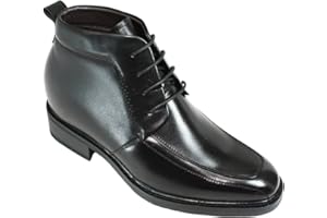 Calden Men's Invisible Height Increasing Elevator Shoes - Black Leather Lace-up Dress Formal Ankle Boots - 3 Inches Taller - K28801 - Size 6.5 D(M) US