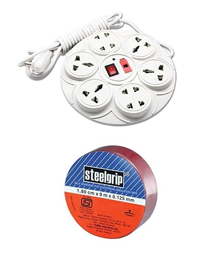 SPARTAN 6 Ampere Multi Plug Point Round Extension Cord with LED Indicator, Universal Socket and Master Switch Technology (2.7 meter wire)