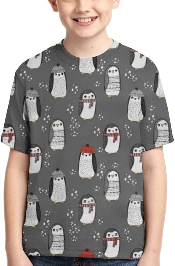 Amazon 冬のペンギンティーンシャツファッション3dプリントクルーネックtシャツ子供の半袖 シャツ 通販