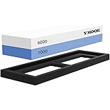 ykooe Sharpening Stone 2 Side Grit 1000/6000 Whetstones Waterstone with Nonslip Silicone Base for Chef Kitchen Knife Blades