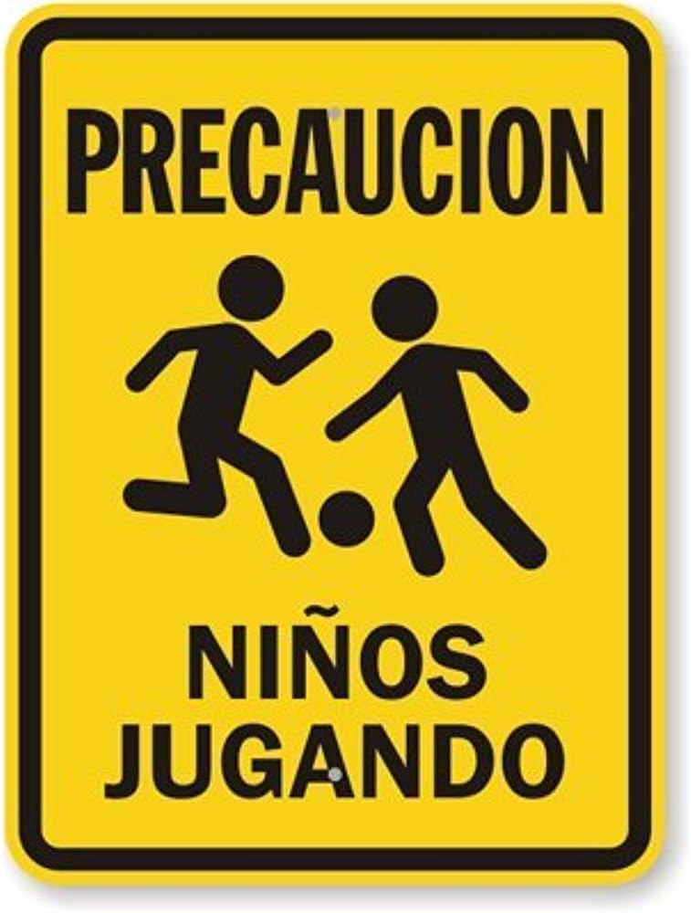 Precaucion Ninos Jugando, Fluorescent Yellow Decoración Metal Wall Art