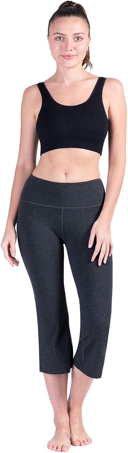 SYKROO Women's High Waisted Yoga Capris Leggings Athletic Running Workout Tummy Control Stretch Pants with Pocket: Clothing