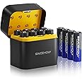 SinceHoly 12Pcs 3600mWh Rechargeable AA Lithium Batteries 1.5V with Charger, 8 Bay Individual Battery Charger with Fast Charging