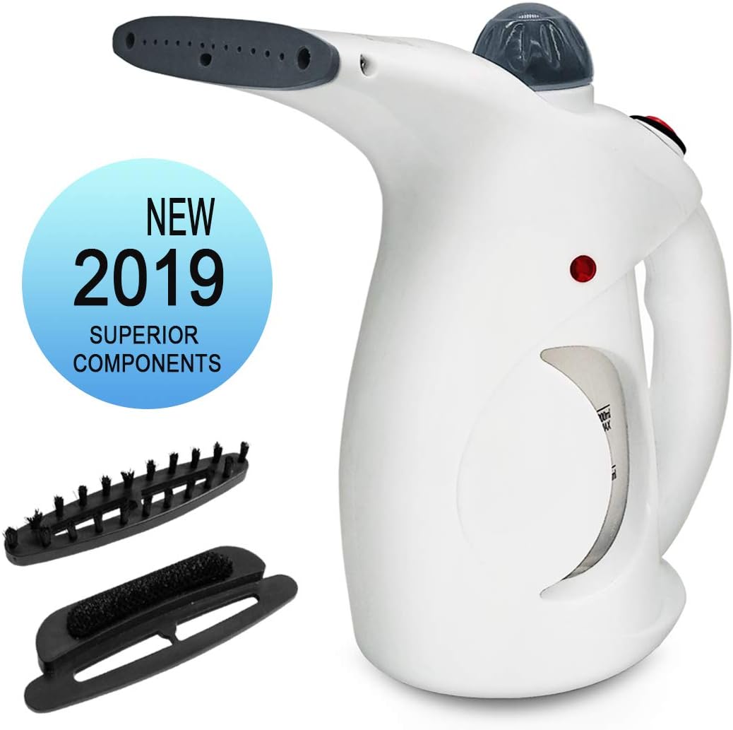 zjcjxam Portable Clothes Garment Steamer Handheld, Wrinkle Remover/Clean/Facial Beauty SPA,280ml Compact Steamer for Home/Travel(White)