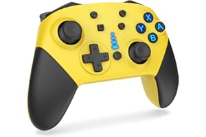 Cykeod Switch Controllers, 1200mAh Battery Wireless Switch Pro Controller for Switch/Lite/OLED, Bluetooth Switch Remote Gamepad with Joystick with Turbo Wake Up Vibration Motion Control Yellow