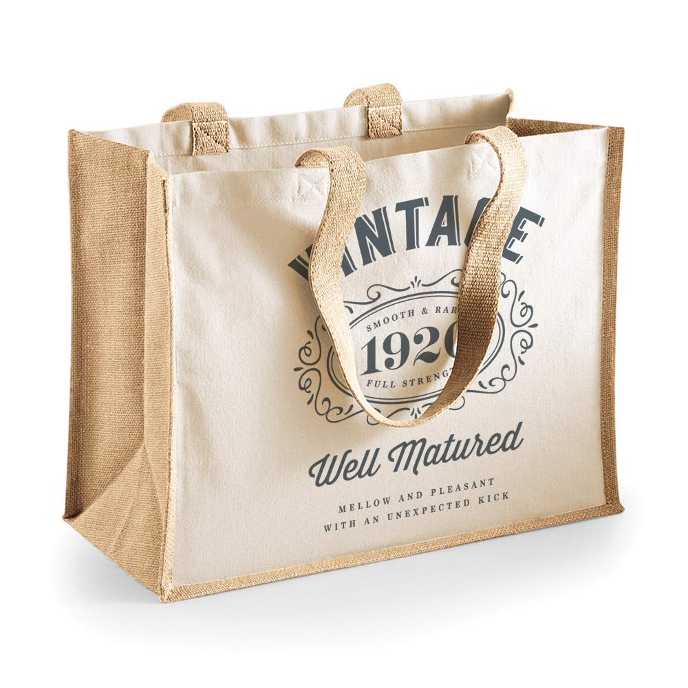 Birthday 100th Keepsake Tote Shopping Novelty Women for Bag Vintage