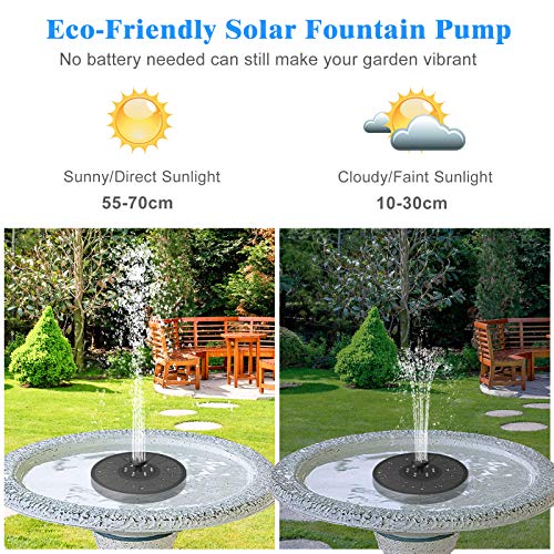 Gocheer Upgraded 3W Solar Fountain Pump with LED Lights , 7 Nozzles for Different Water Styles, Outdoor Floating Solar Powered Water Fountain Pump with Storage Battery for Bird Bath Garden Pond Pool
