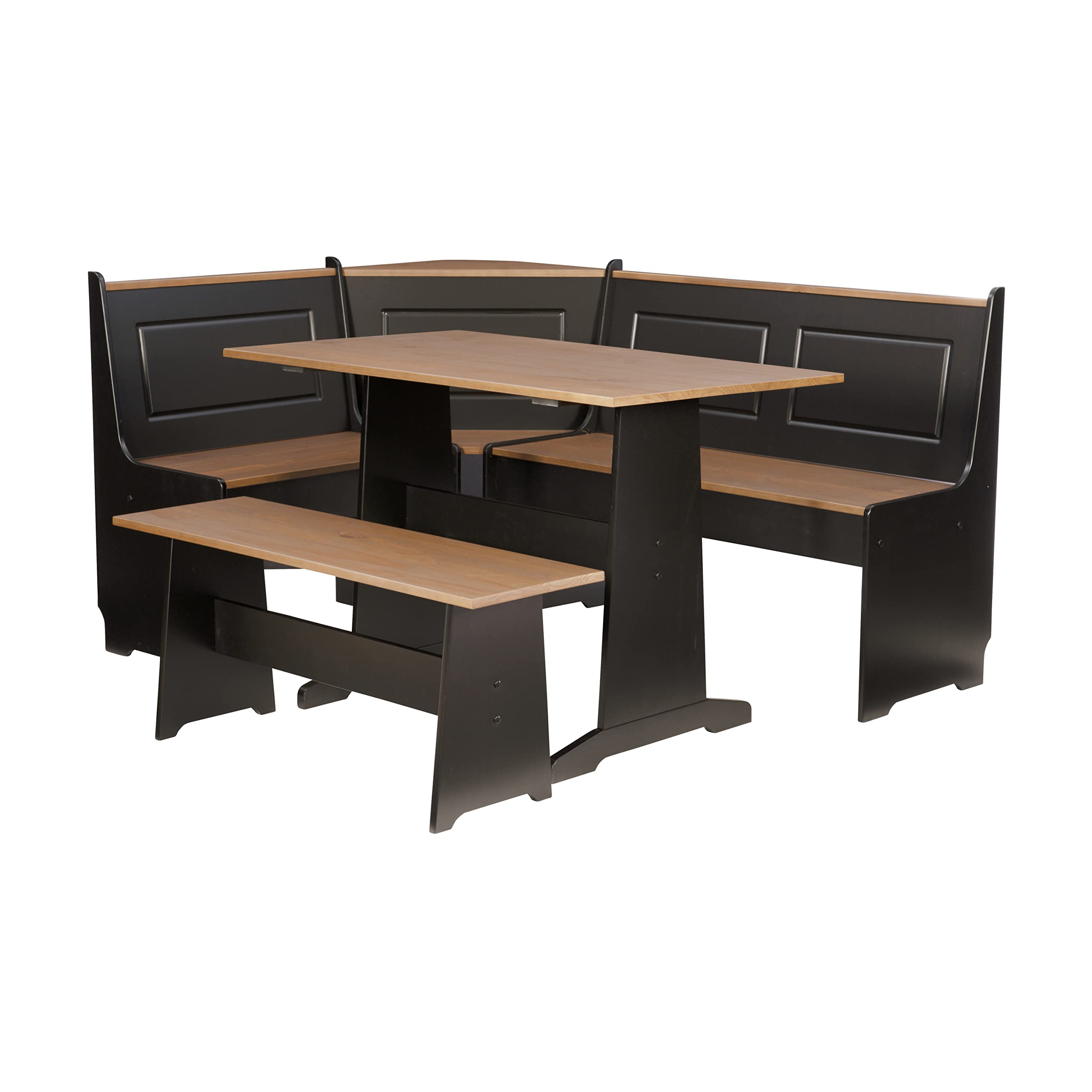 Photo 1 of **CORNER SEAT ONLY** Linon Black and Pecan Breakfast Dining Set Ardmore Nook