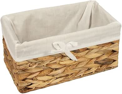 Cesta de mimbre para almacenamiento, con forro, pequeña, de Woodluv