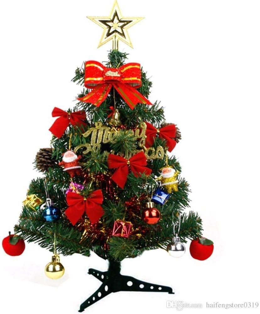 Floranso Table Top 2 Feet Pine Tree Christmas Tree + Decoration Set, Christmas Tree, Decoration, Artificial Pine Tree, Plastic Stand
