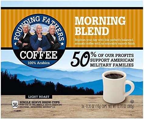 Founding Fathers Coffee, Morning Blend Single Serve K-Cup, 36 Count (Compatible with Keurig 2.0)