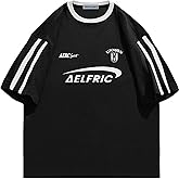 Aelfric Eden Graphic Tees Y2k Women Oversized T Shirts Striped Patchwork Crewneck Unisex Streetwear Tops