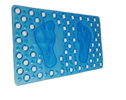 Kinshuk Enterprises Rubber Blue Suction Anti Slip Shower Mat ,Size: 40X60