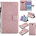 A-slim Galaxy Note 4 Wallet Case, (TM) Sun Pattern Embossed PU Leather Magnetic Flip Cover Card Holders & Hand Strap Wallet Purse Case for Samsung Galaxy Note 4 - Rose Gold