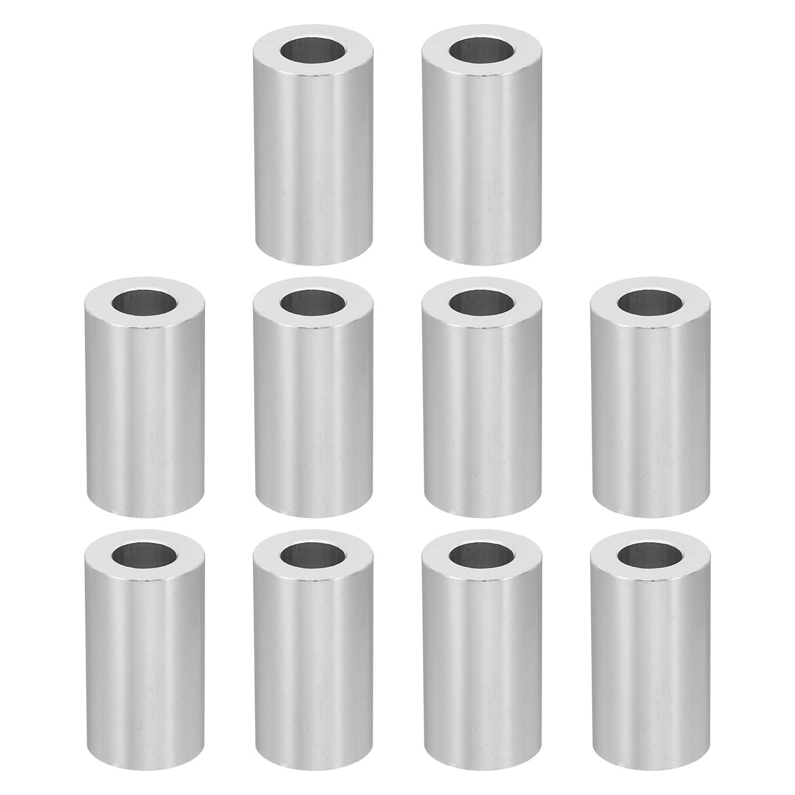 PATIKIL M10 Aluminum Spacers, 10 Pcs Metal Spacer Aluminum M10 X3/4"OD X1-3/8"L Aluminum Spacer Screw Standoff Round for 3/8" or M10 Screw Bolts, Silvery