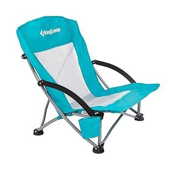 KingCamp Campingstuhl mit Niedrigen Stuhlbeinen und Atmungsaktiver Netzstoffrückenlehne