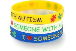 LuxglitterLin Autism Awareness Bracelet 2-5 Pack Silicone Wristbands Unisex Adult Size