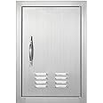 VEVOR BBQ Access Door, 14W x 20H Inch Single Outdoor Kitchen Door, Stainless Steel Flush Mount Door, Wall Vertical Door with Handle and Vents, for BBQ Island, Grilling Station, Outside Cabinet
