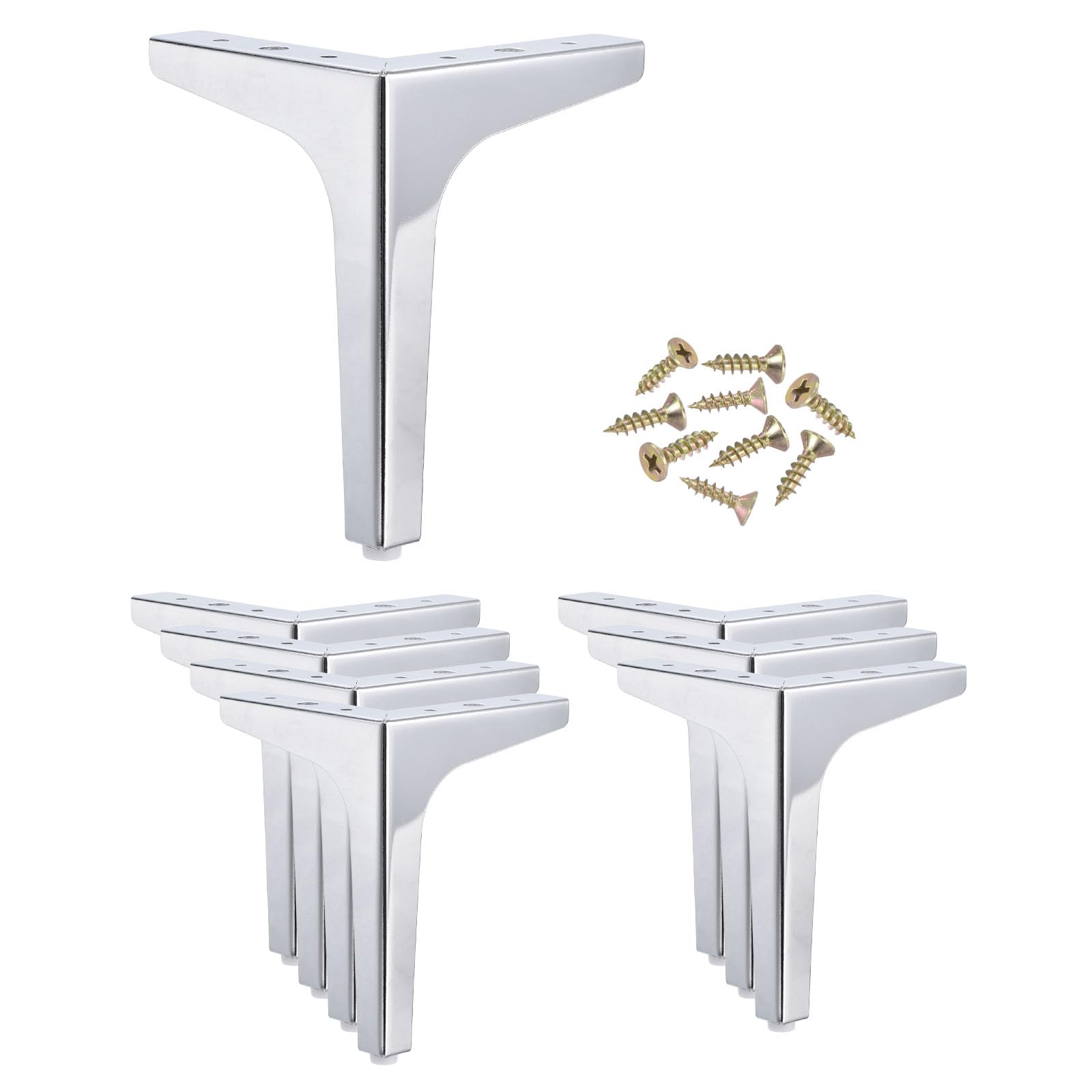 PATIKIL Metal Furniture Legs 7 Inch, 8 Pack Triangle Furniture Feet DIY Replacement Legs Modern Style for Cabinet Cupboard Table Couch Sofa Dresser, Silver