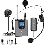 UHF Wireless Microphone System Headset Mic/Stand Mic/Lavalier Lapel Mic with Rechargeable Bodypack Transmitter & Receiver 1/4