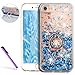 iPhone 6S Plus Case,iPhone 6 Plus Case,LEECO 3D Diamonds Liquid Glitter Hard Back TPU Frame with 360 Degree Rotating Ring Grip Kickstand Holder for iPhone 6 / 6S Plus 5.5 inch [Ring Diamonds] Blue