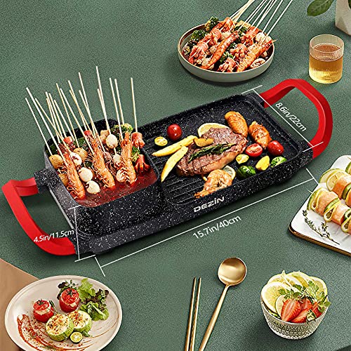 Dezin Electric Hot Pot with Grill, 2 in 1 Korean BBQ Indoor Grill with