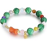 Handmade Natural Jade Beaded Bracelet for Women & Men – Genuine Green/White Jade Gemstone Stretch Bracelet – Lucky Energy Healing Jewelry Gift for Peace, Prosperity & Protection
