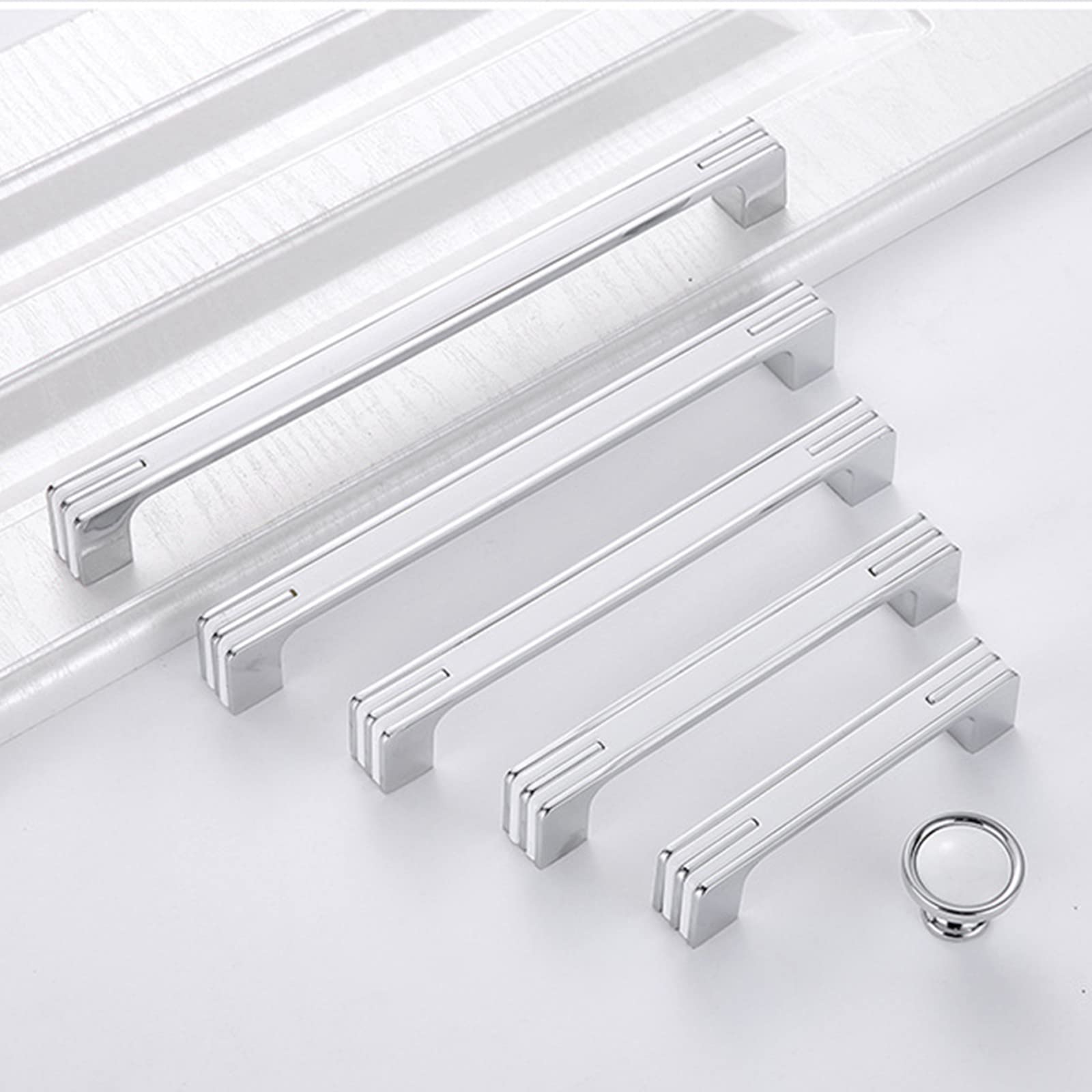 Guolich 2 Pcs Hole Centers 6.29 Inch(160mm) Kitchen Drawer Handle Door Cabinet Pulls Stainless Steel Handle Modern Brushed Brass Hardware for Wardrobe Bathroom Dresser (White)