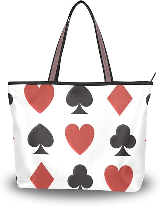 Eslifey Poker Cards Spades And Hearts Pattern Women's Tote Bag Hand
